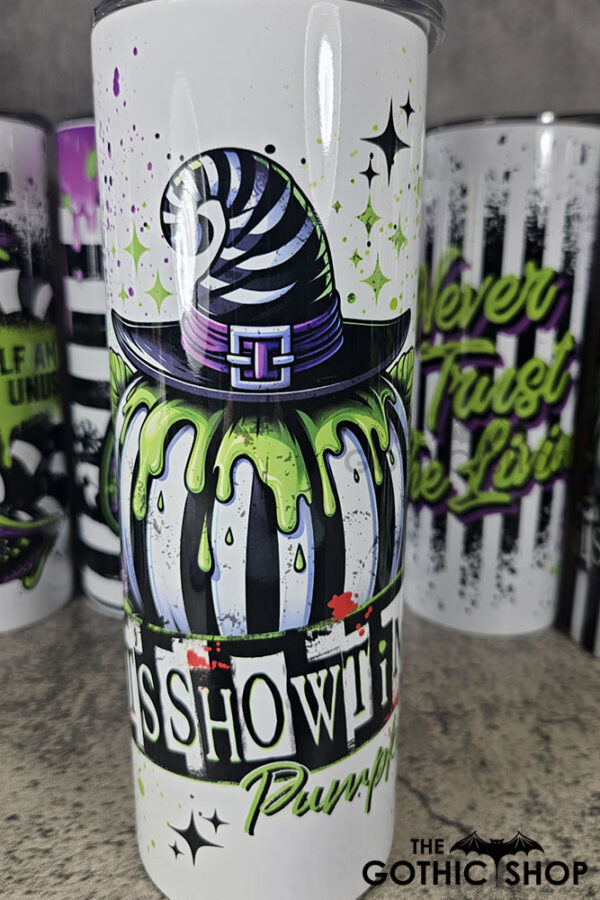It's Showtime Striped Pumpkin Grunge Splatters 20oz Tumbler