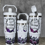Strange Unusual Purple and Red Roses Cameo 30oz and 20oz Gothic Travel Tumblers with Top Handle