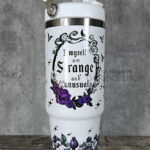 Strange Unusual Purple Roses Cameo 30oz Gothic Travel Tumbler with Top Handle