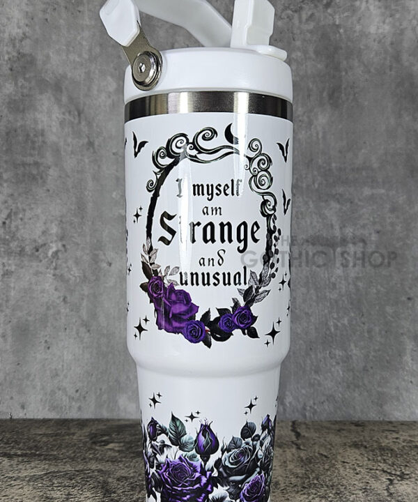 Strange Unusual Purple Roses Cameo 30oz Gothic Travel Tumbler with Top Handle