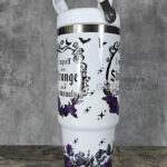Strange Unusual Purple Roses Cameo 30oz Gothic Travel Tumbler with Top Handle