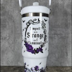 Strange Unusual Purple Roses Cameo 30oz Gothic Travel Tumbler with Top Handle