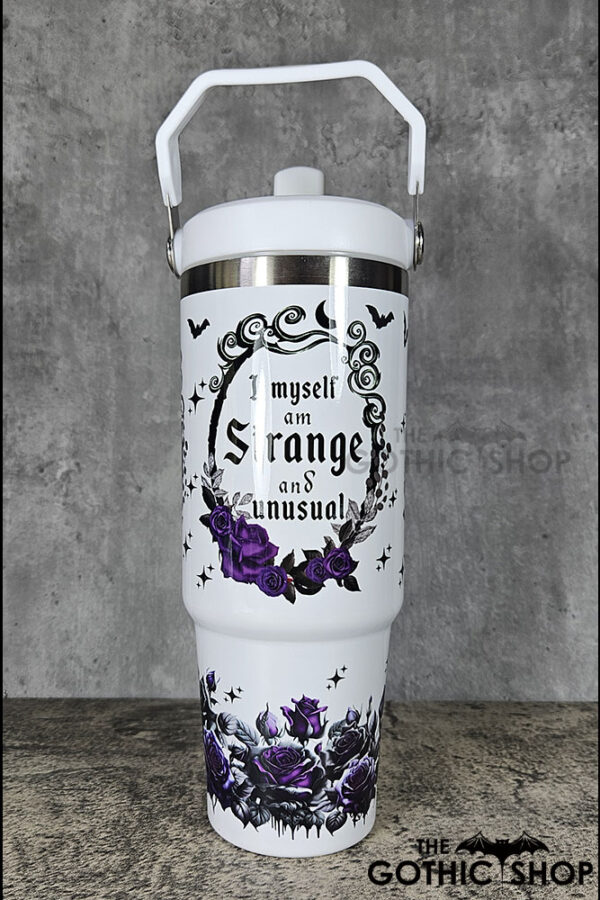 Strange Unusual Purple Roses Cameo 30oz Gothic Travel Tumbler with Top Handle