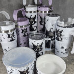 Drippy Spooky Black Cat gothic homeware including tumblers, travel tumblers, bowls and mugs