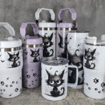 Drippy Spooky Black Cat gothic homeware including tumblers, travel tumblers, bowls and mugs