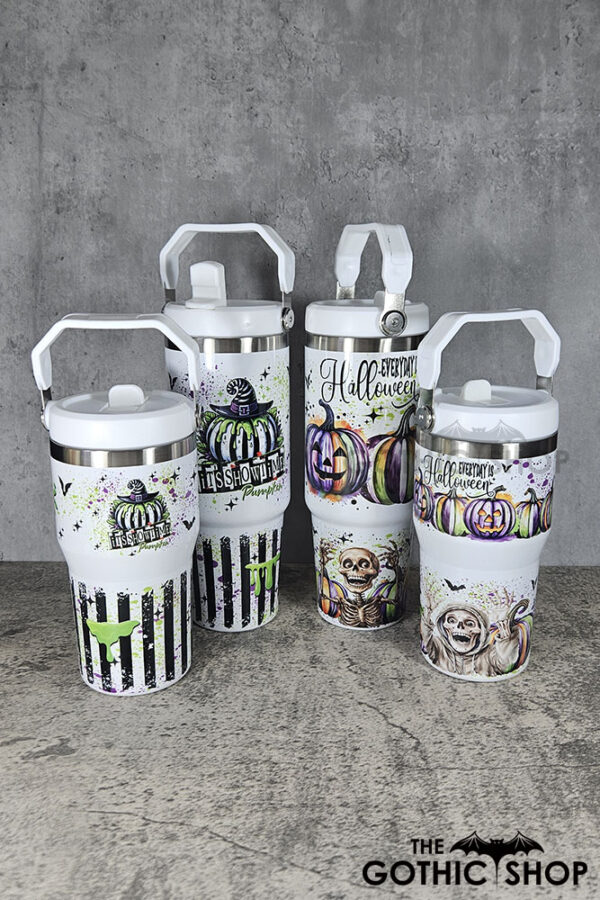 Everyday is Halloween Pumpkins 30oz and 20oz Gothic White Travel Tumbler