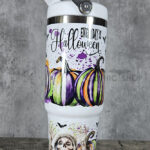 Everyday is Halloween Pumpkins Skeletons 30oz Gothic White Travel Tumbler
