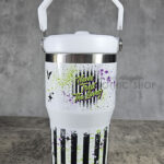 Never Trust the Living Grunge Stripe 20oz Gothic White Travel Tumbler