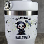 Grim Reaper & Pumpkins Every Day is Halloween 20oz White Travel Tumbler