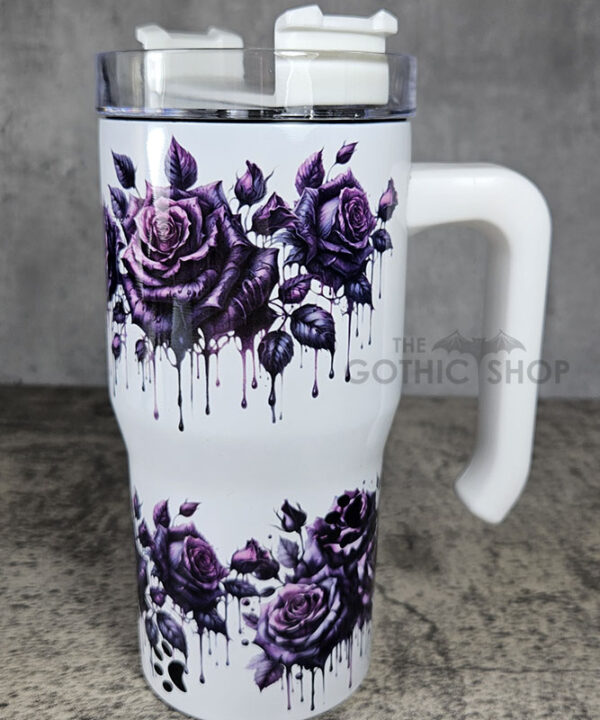 Bleeding Purple Roses 20oz Gothic Tumbler Stanley-Style Cup