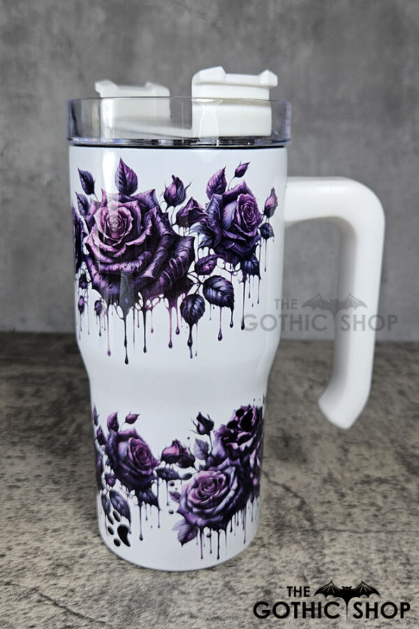 Bleeding Purple Roses 20oz Gothic Tumbler Stanley-Style Cup