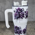 Bleeding Purple Roses 20oz Gothic Tumbler Stanley-Style Cup