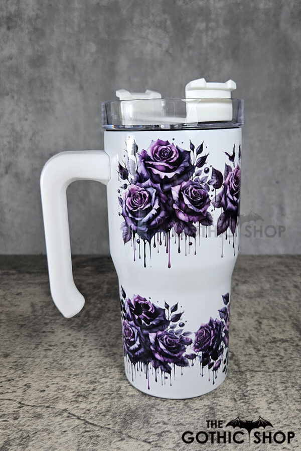 Bleeding Purple Roses 20oz Gothic Tumbler Stanley-Style Cup