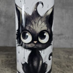 Drippy Spooky Black Cat 20oz Straight Tumbler