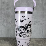 Halloween Witchy Cats & Pumpkins 30oz Gothic Halloween Purple Travel Tumbler