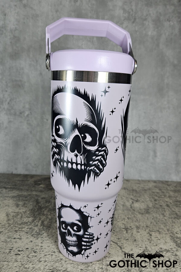 Peeping Skulls 30oz Gothic Purple Travel Tumbler