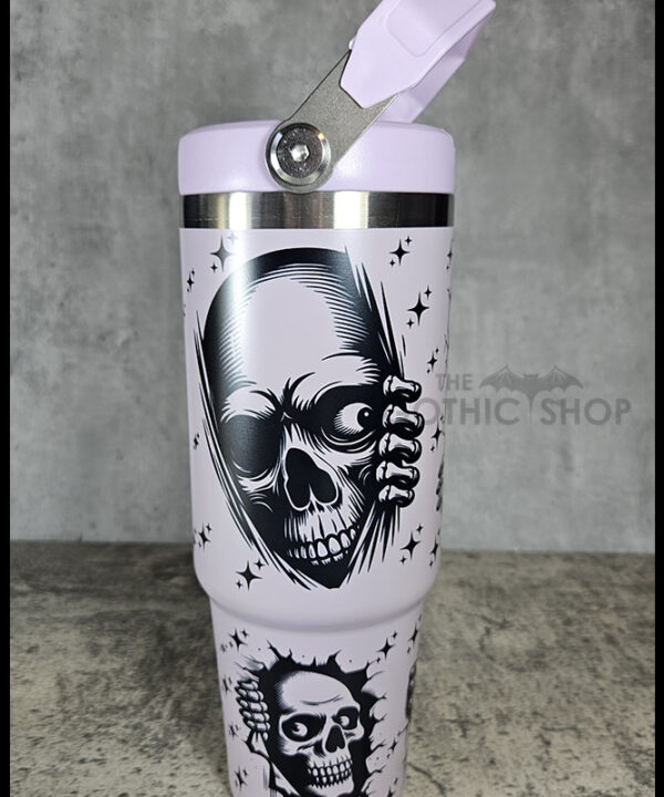Peeping Skulls 30oz Gothic Purple Travel Tumbler