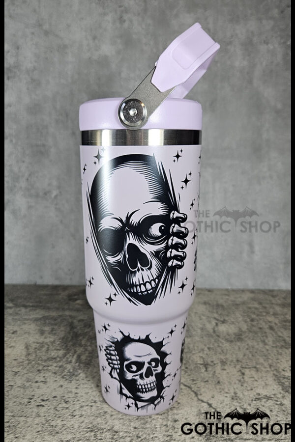 Peeping Skulls 30oz Gothic Purple Travel Tumbler