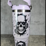 Peeping Skulls 30oz Gothic Purple Travel Tumbler