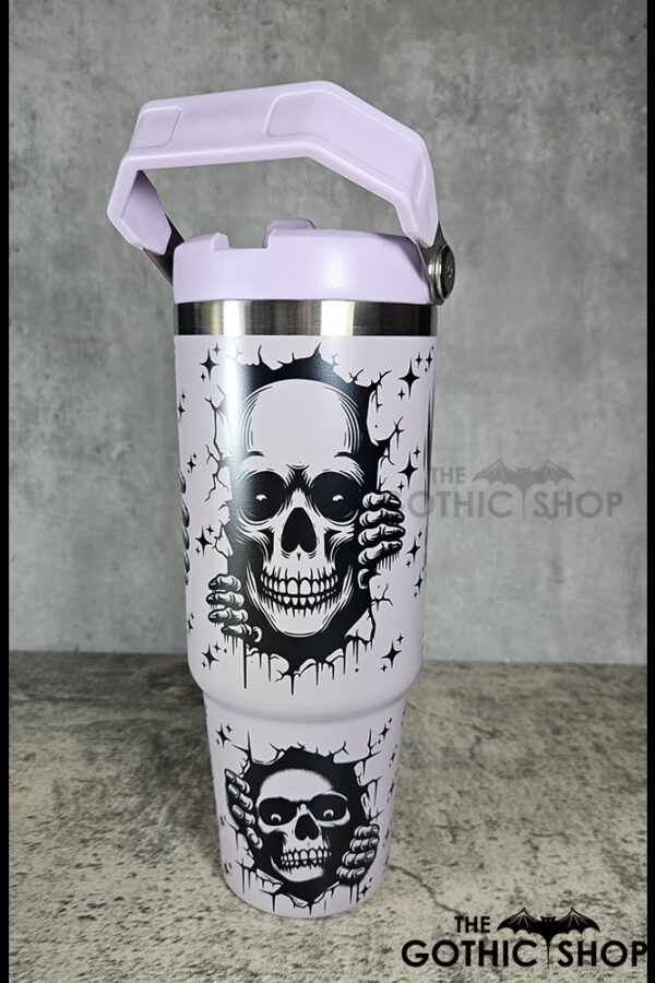 Peeping Skulls 30oz Gothic Purple Travel Tumbler