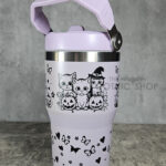 Halloween Witchy Cats & Pumpkins 20oz Gothic Purple Travel Tumbler