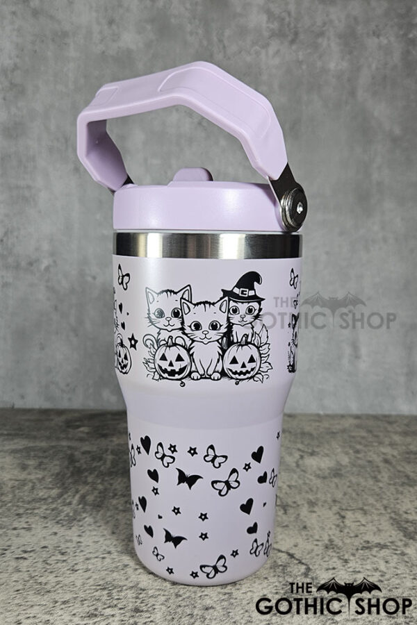 Halloween Witchy Cats & Pumpkins 20oz Gothic Purple Travel Tumbler