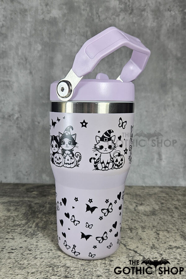 Halloween Witchy Cats & Pumpkins 20oz Gothic Purple Travel Tumbler