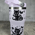 Vampire Cats & Bats 20oz Gothic Purple Travel Tumbler