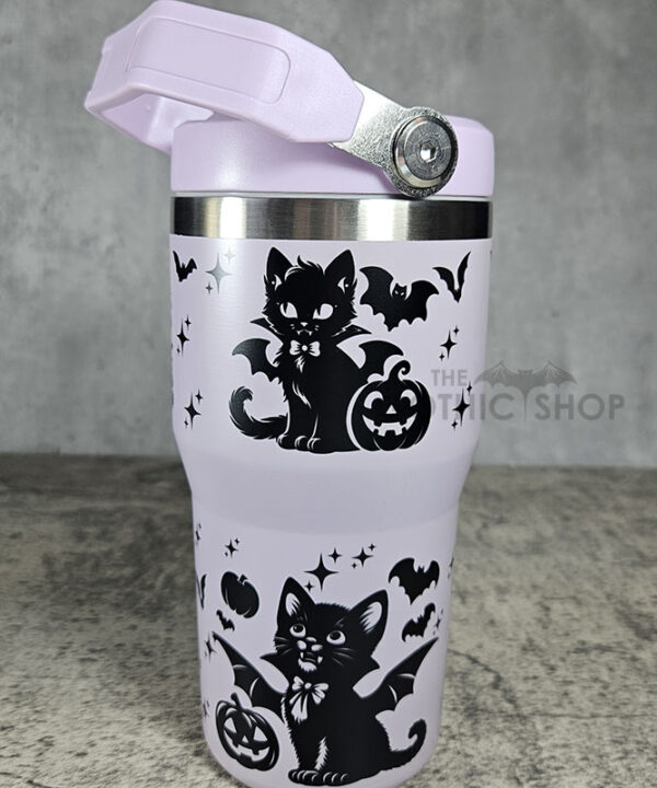 Vampire Cats & Bats 20oz Gothic Purple Travel Tumbler