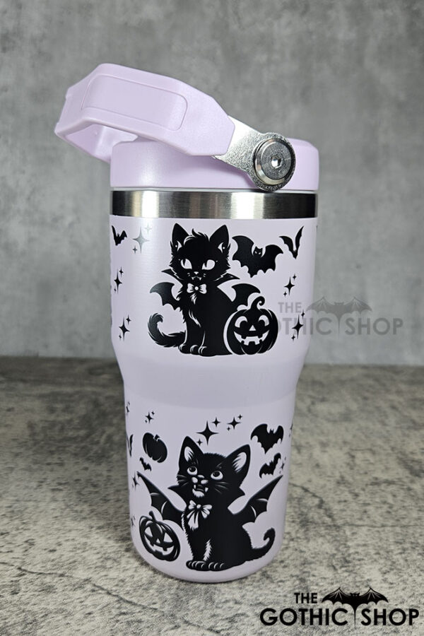 Vampire Cats & Bats 20oz Gothic Purple Travel Tumbler