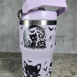 Vampire Cats & Bats 20oz Gothic Purple Travel Tumbler