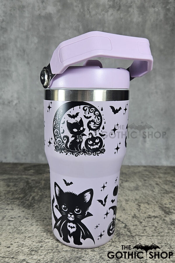 Vampire Cats & Bats 20oz Gothic Purple Travel Tumbler
