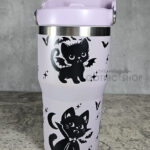 Vampire Cats & Bats 20oz Gothic Purple Travel Tumbler