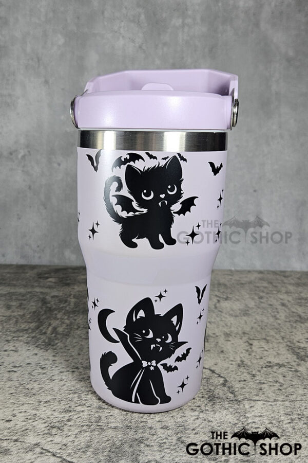Vampire Cats & Bats 20oz Gothic Purple Travel Tumbler