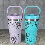 Dancing Skeletons 20oz Gothic Purple and Turquoise Travel Tumbler