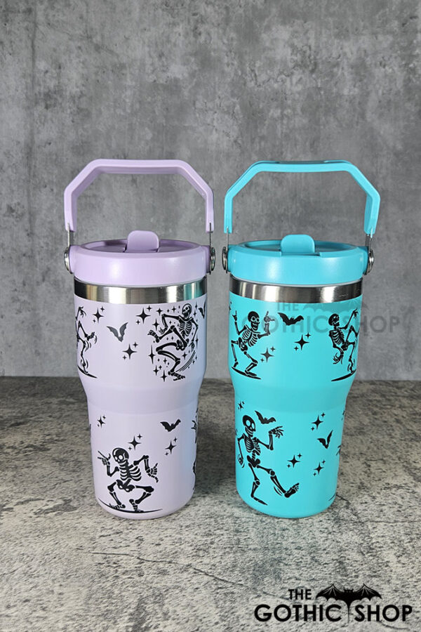 Dancing Skeletons 20oz Gothic Purple and Turquoise Travel Tumbler