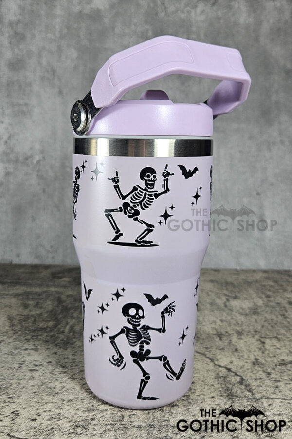 Dancing Skeletons 20oz Gothic Purple Travel Tumbler