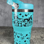 Halloween Witchy Cats & Pumpkins 20oz Gothic Turquoise Travel Tumbler