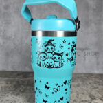 Halloween Witchy Cats & Pumpkins 20oz Gothic Turquoise Travel Tumbler
