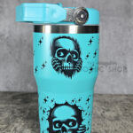 Peeping Skulls 20oz Gothic Turquoise Travel Tumbler