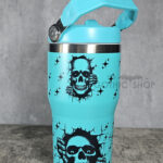 Peeping Skulls 20oz Gothic Turquoise Travel Tumbler