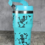 Dancing Skeletons 20oz Gothic Turquoise Travel Tumbler
