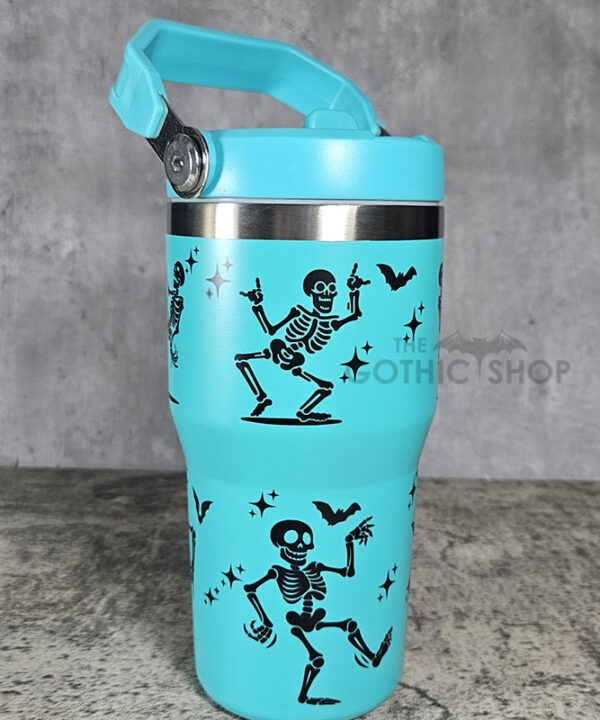 Dancing Skeletons 20oz Gothic Turquoise Travel Tumbler