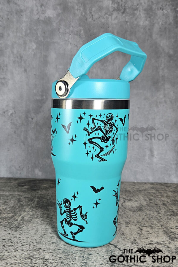Dancing Skeletons 20oz Gothic Turquoise Travel Tumbler