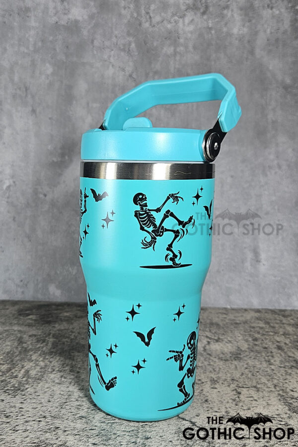 Dancing Skeletons 20oz Gothic Turquoise Travel Tumbler