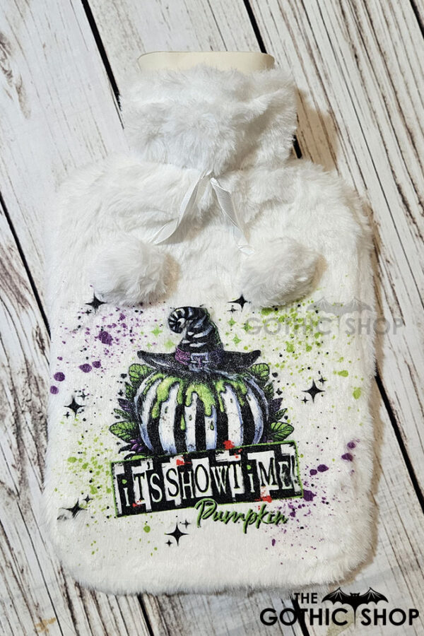 It's Showtime Striped Pumpkin Plush Cover Hot Water Bottle