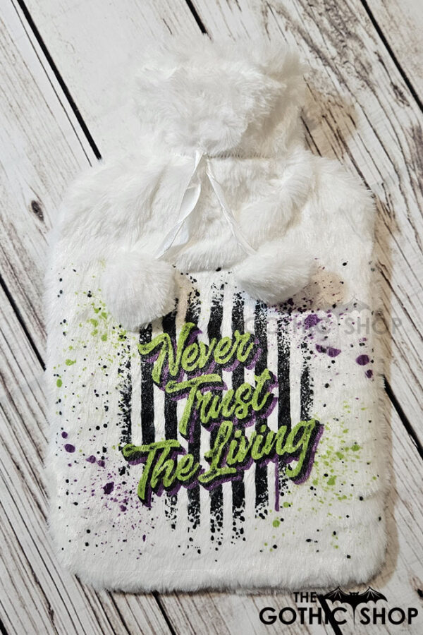 Never Trust The Living Grunge Striped Plush Cover Hot Water Bottle