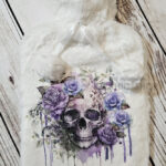 Skull Purple Roses Plush Cover Hot Water Bottle