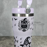 Witchy Halloween Owls 20oz Gothic Purple Travel Tumbler