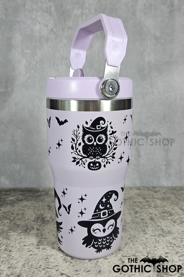 Witchy Halloween Owls 20oz Gothic Purple Travel Tumbler